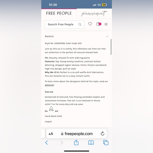 NWOT FREE PEOPLE BEACH Hailee Sweater Set In Dusty Himalayan MSRP $128 Size M - Picture 7 of 16